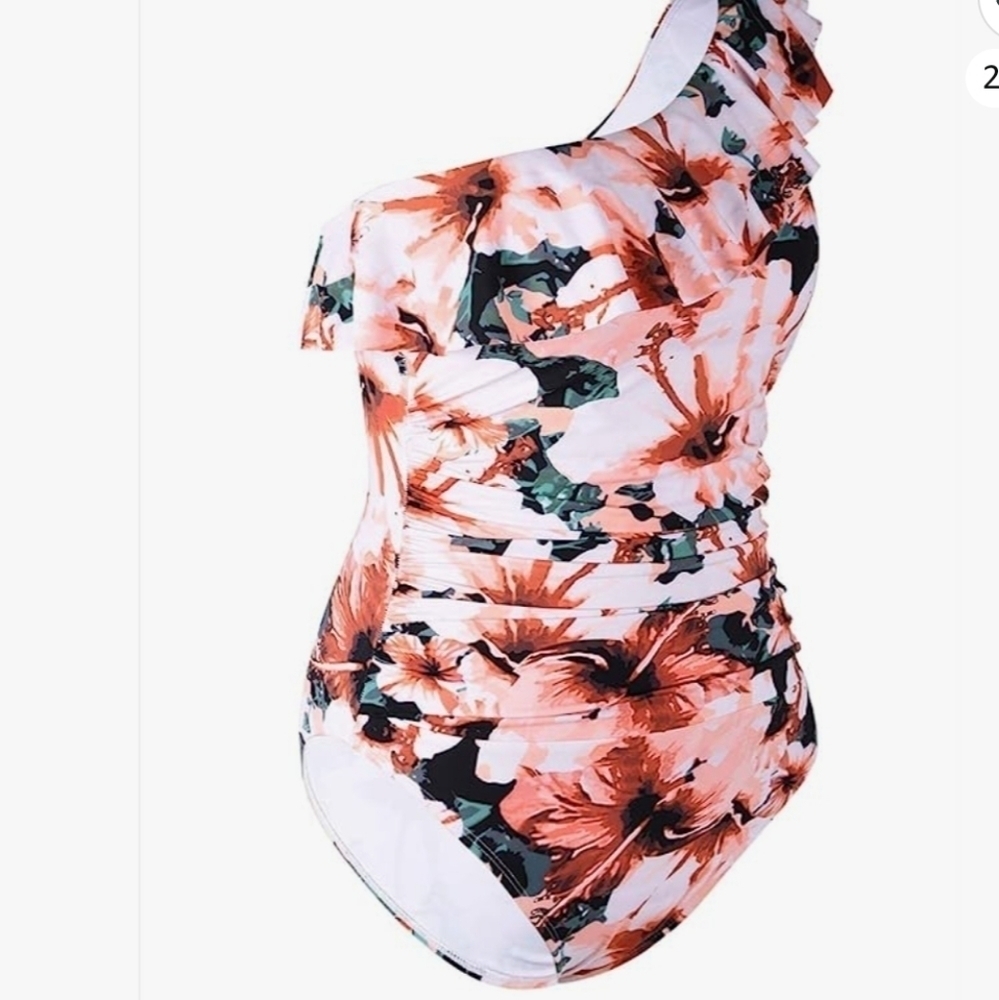 Hilor Women's One Piece Swimsuit One Shoulder Size 8 Floral Print - Picture 6 of 11